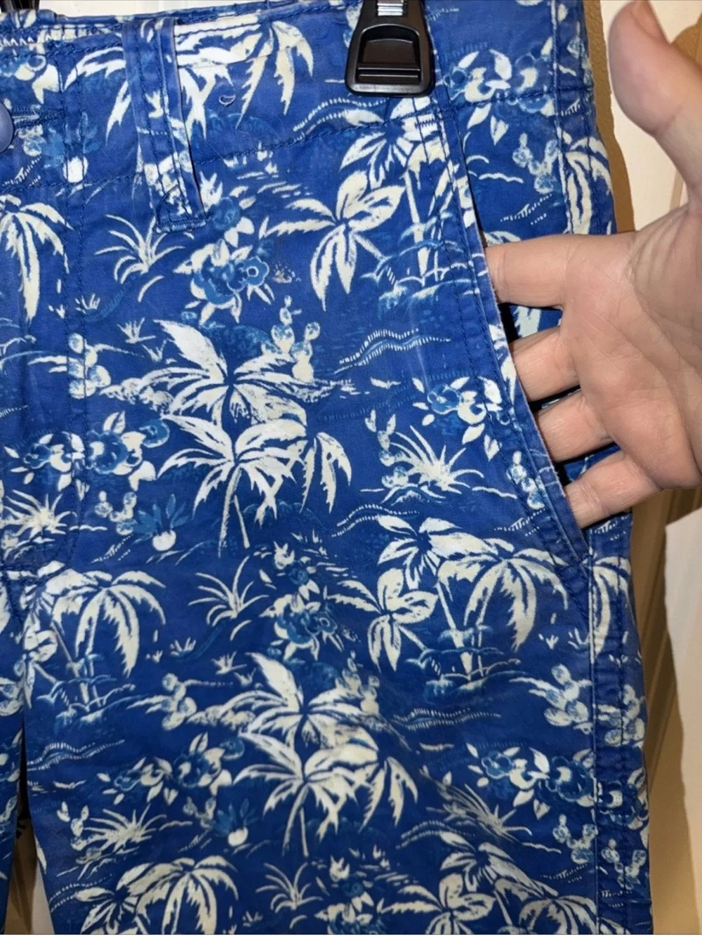 Aeropostale Mens Blue Tropical Palm Tree Print Cotton Shorts Size 28 Summer